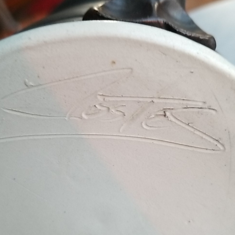S.J Pottery signed Brown Heart Pitcher - Picture 8 of 8